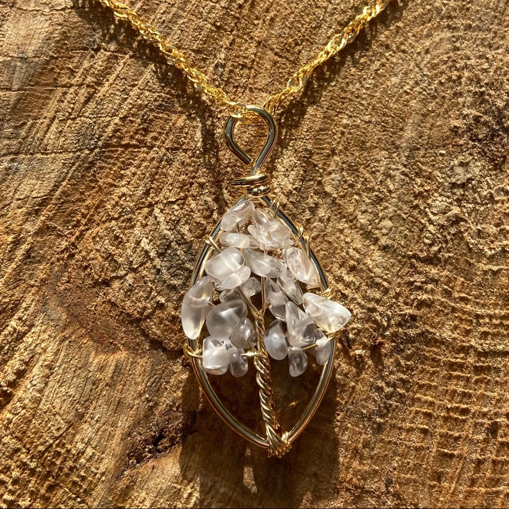 Handmade crystal quartz “Tree of Life” pendant